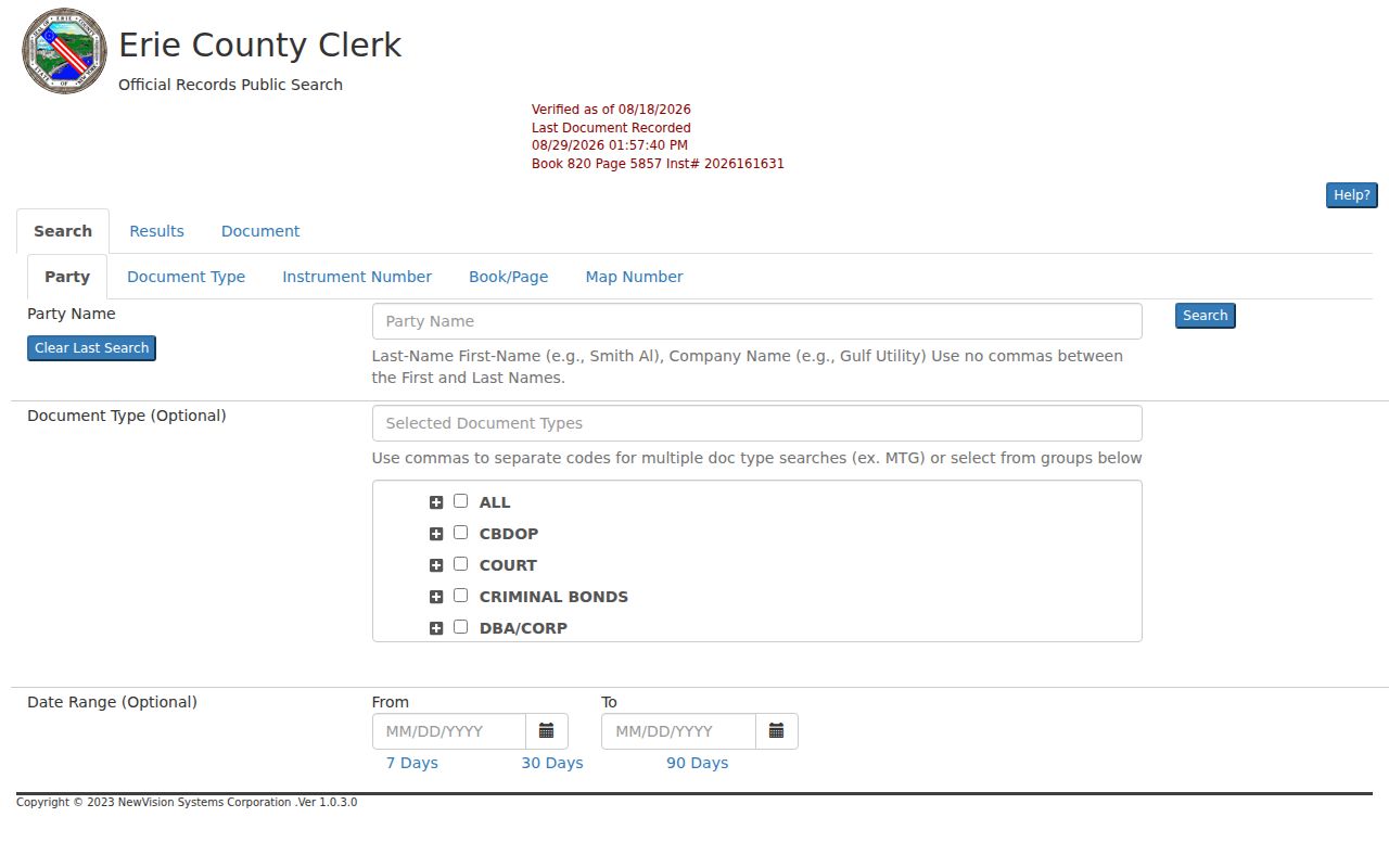 West Seneca residents directory Erie County deed index